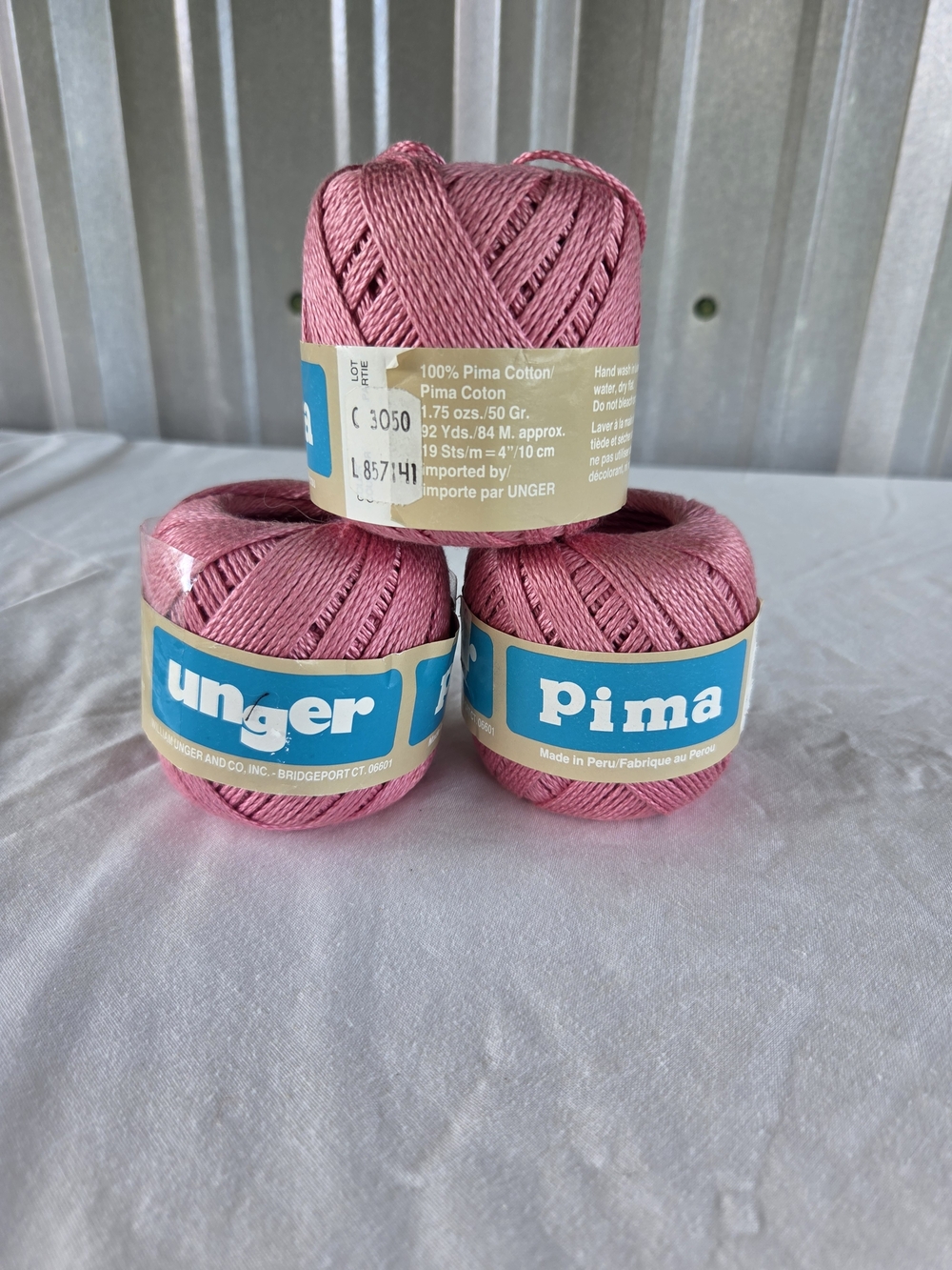NEW Vintage Unger 100% Pima Cotton Yarn  3 Spools Pink